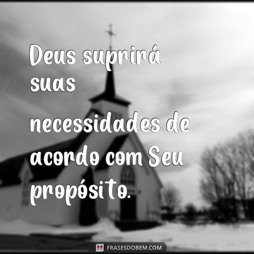  Deus suprirá suas necessidades de acordo com Seu propósito.