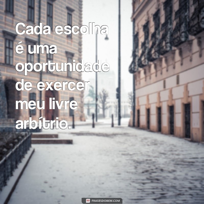 frases de livre arbítrio Cada escolha é uma oportunidade de exercer meu livre arbítrio.