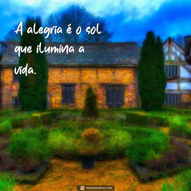 frases sobre alegria A alegria é o sol que ilumina a vida.