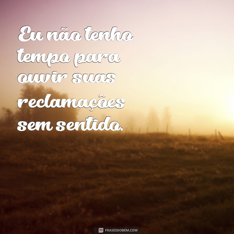 frases para matar uma pessoa de raiva Eu não tenho tempo para ouvir suas reclamações sem sentido.