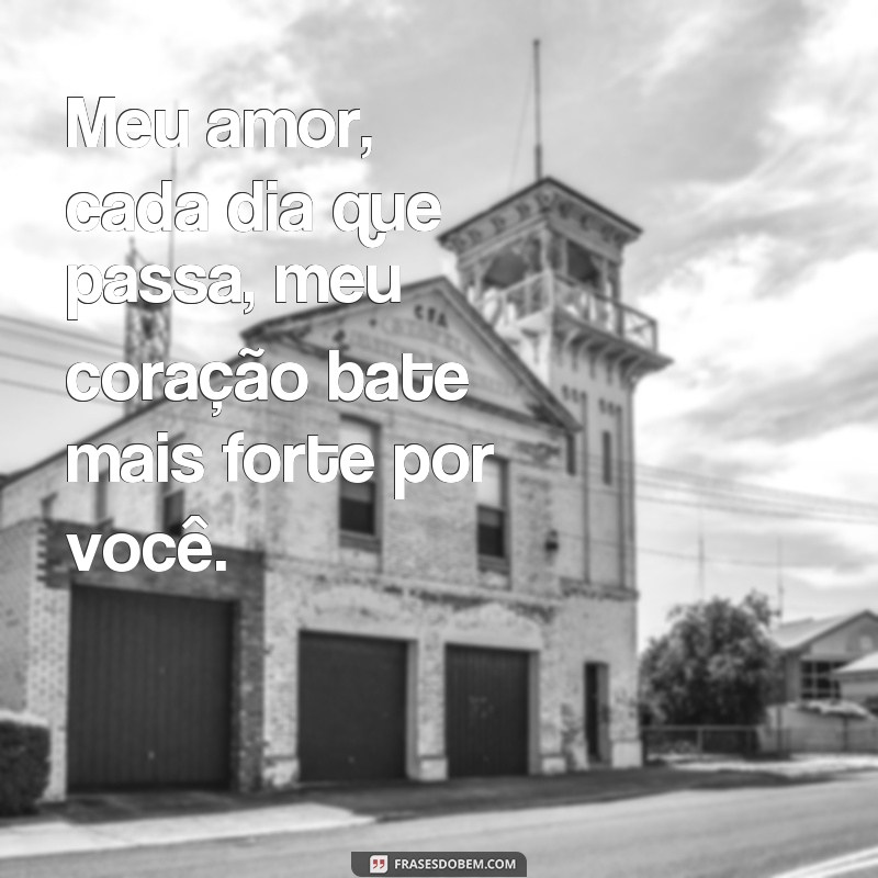 frases cartinha de amor Meu amor, cada dia que passa, meu coração bate mais forte por você.