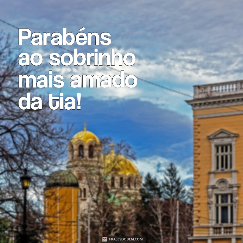 frases parabéns sobrinho da tia Parabéns ao sobrinho mais amado da tia!