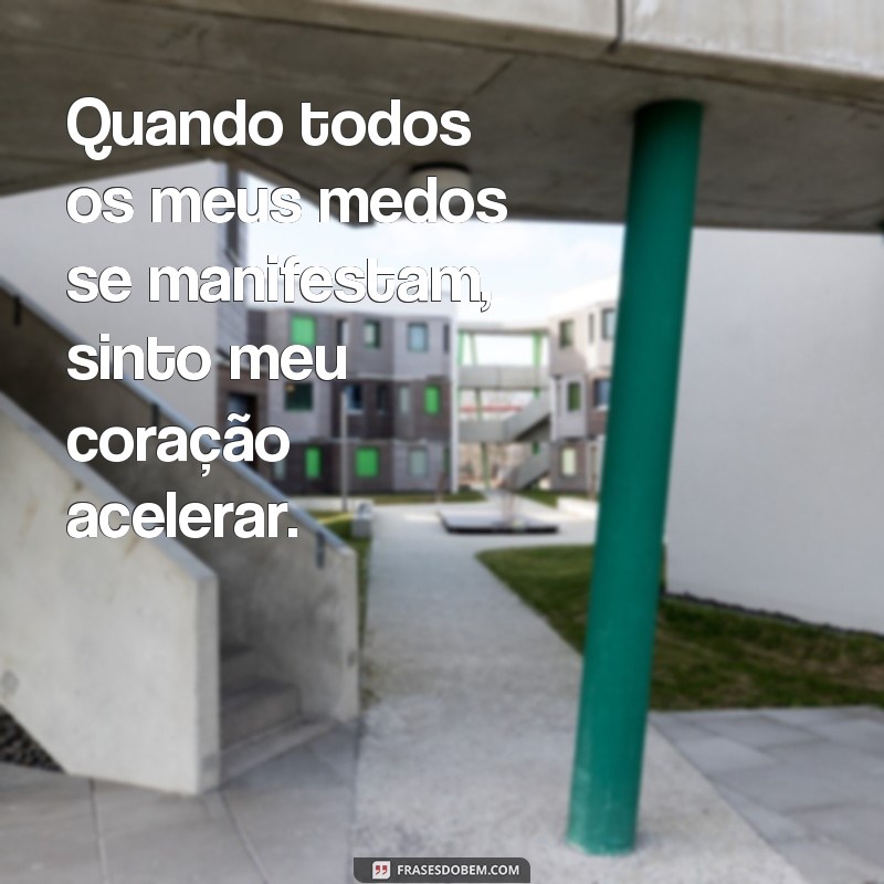 frases quando todos os meus medos Quando todos os meus medos se manifestam, sinto meu coração acelerar.