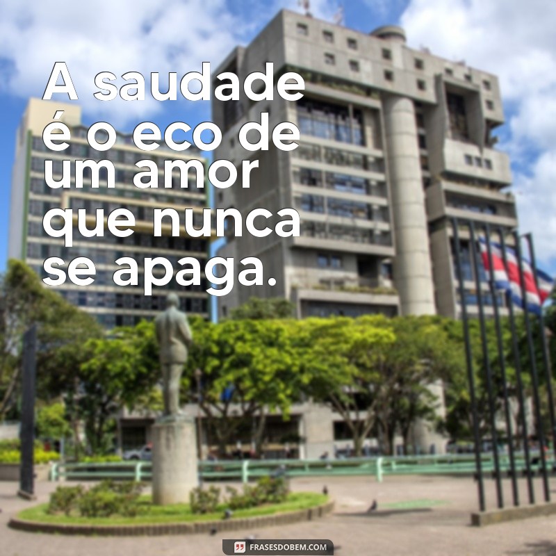 frases de amor e saudade A saudade é o eco de um amor que nunca se apaga.