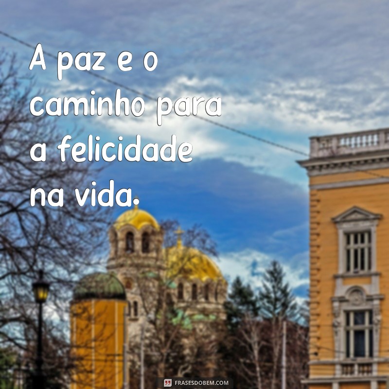 frases de paz na vida A paz é o caminho para a felicidade na vida.