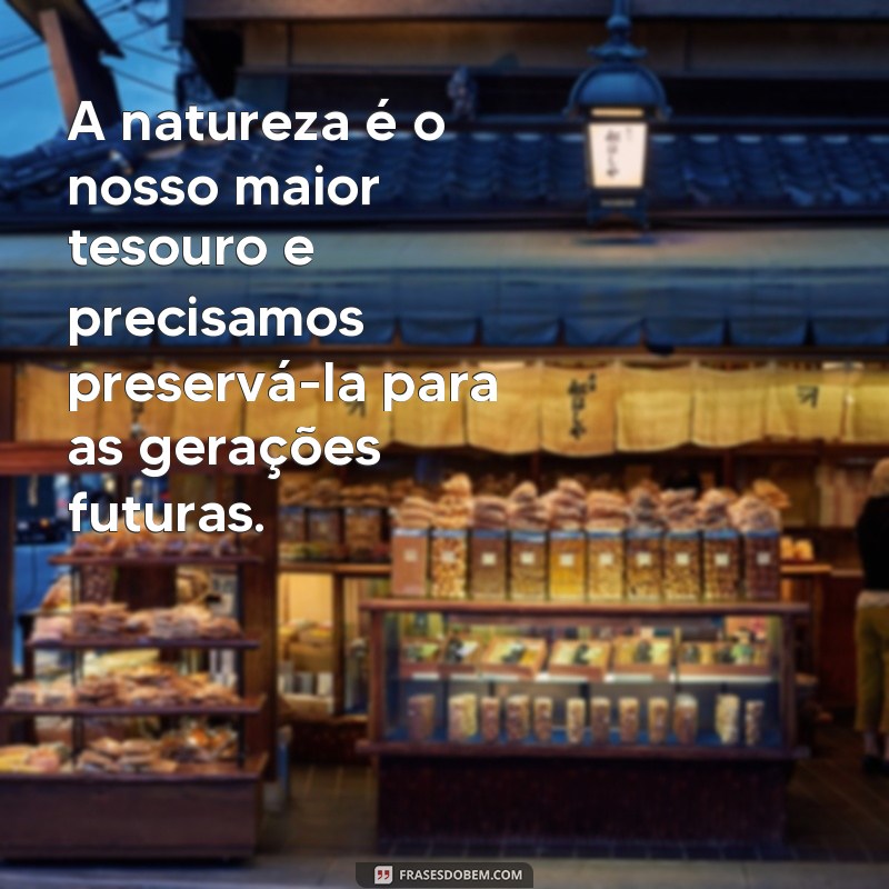 frases de educação ambiental A natureza é o nosso maior tesouro e precisamos preservá-la para as gerações futuras.