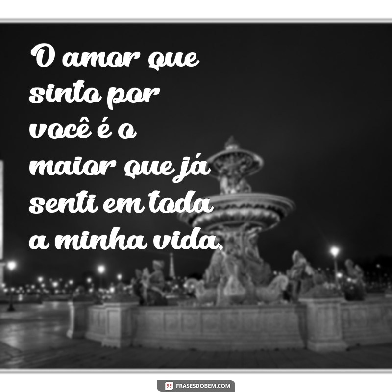 frases amor maior O amor que sinto por você é o maior que já senti em toda a minha vida.