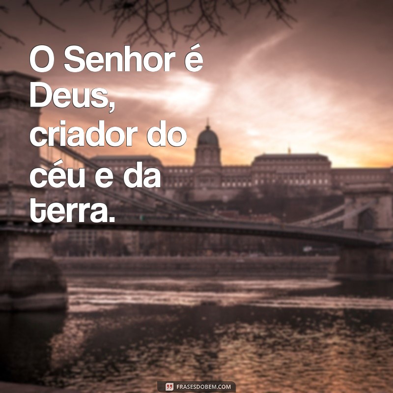 frases só o senhor é Deus O Senhor é Deus, criador do céu e da terra.