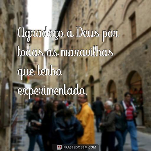 Agradecendo a Deus com Frases do Versículo da Bíblia Agradeço a Deus por todas as maravilhas que tenho experimentado.