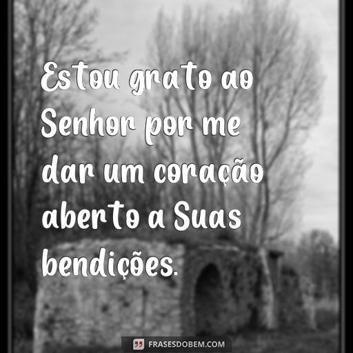 Agradecendo a Deus com Frases do Versículo da Bíblia Estou grato ao Senhor por me dar um coração aberto a Suas bendições.