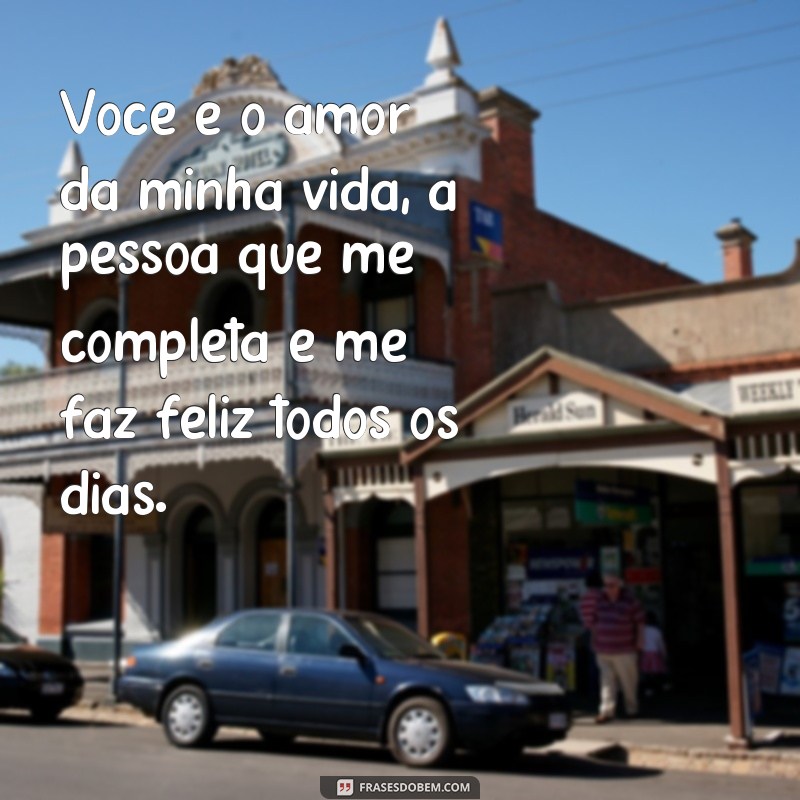 frases amor da minha vida frases Você é o amor da minha vida, a pessoa que me completa e me faz feliz todos os dias.