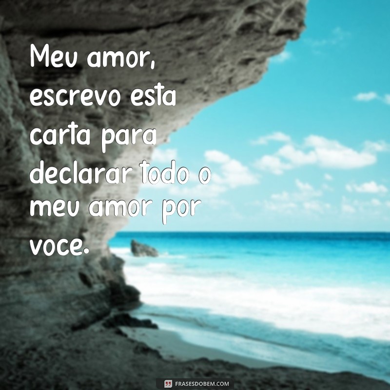 frases declaração carta de amor Meu amor, escrevo esta carta para declarar todo o meu amor por você.