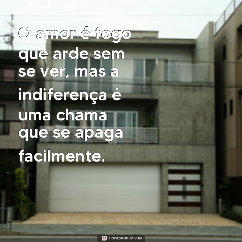 frases de antitese O amor é fogo que arde sem se ver, mas a indiferença é uma chama que se apaga facilmente.