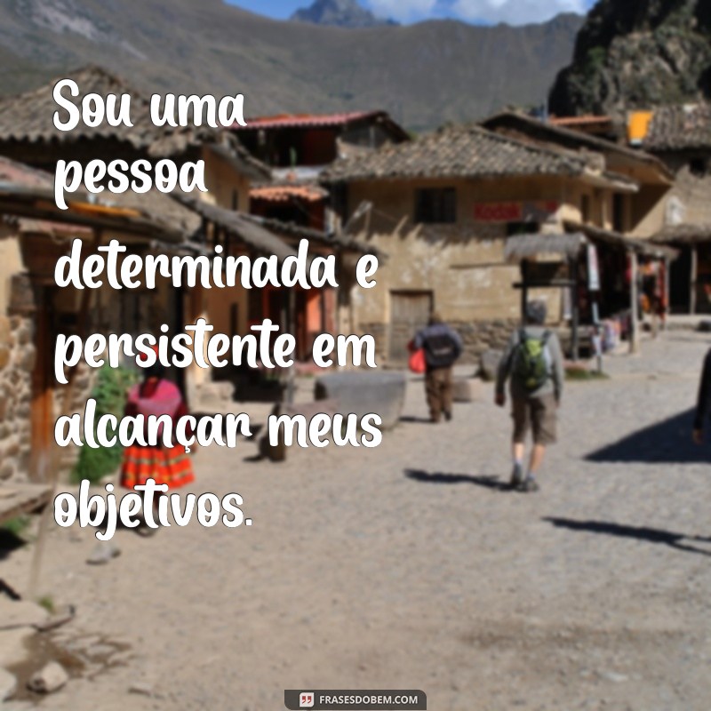 frases sobre mim mesmo Sou uma pessoa determinada e persistente em alcançar meus objetivos.