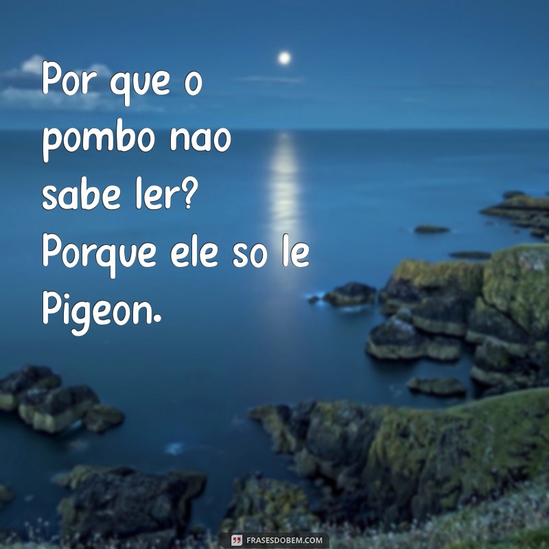 70 piadas engraçadas Por que o pombo não sabe ler? Porque ele só le Pigeon.