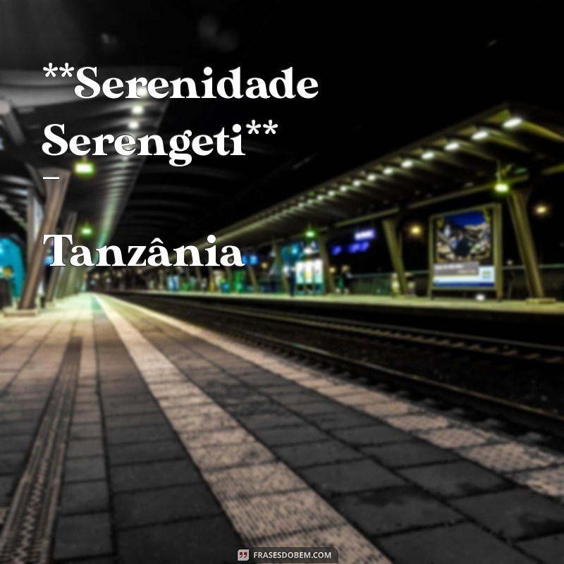 destinos a deriva qual pais **Serenidade Serengeti** - Tanzânia