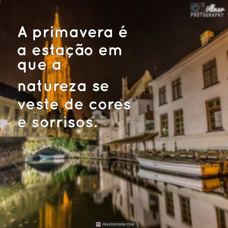 frases sobre primavera e flores A primavera é a estação em que a natureza se veste de cores e sorrisos.