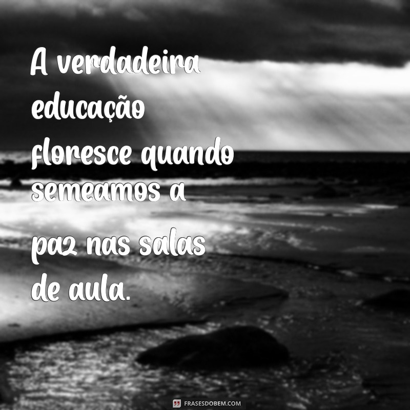 frases sobre a paz nas escolas A verdadeira educação floresce quando semeamos a paz nas salas de aula.