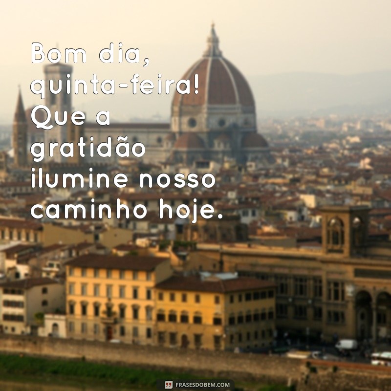 bom dia quinta feira gratidão Bom dia, quinta-feira! Que a gratidão ilumine nosso caminho hoje.