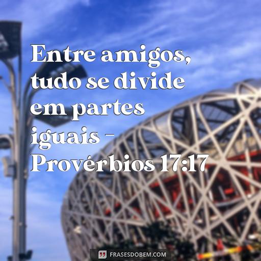 Versículos Bíblicos para Cultivar a Amizade: Aprenda Como Fortalecer Seus Laços de Amizade Entre amigos, tudo se divide em partes iguais - Provérbios 17:17