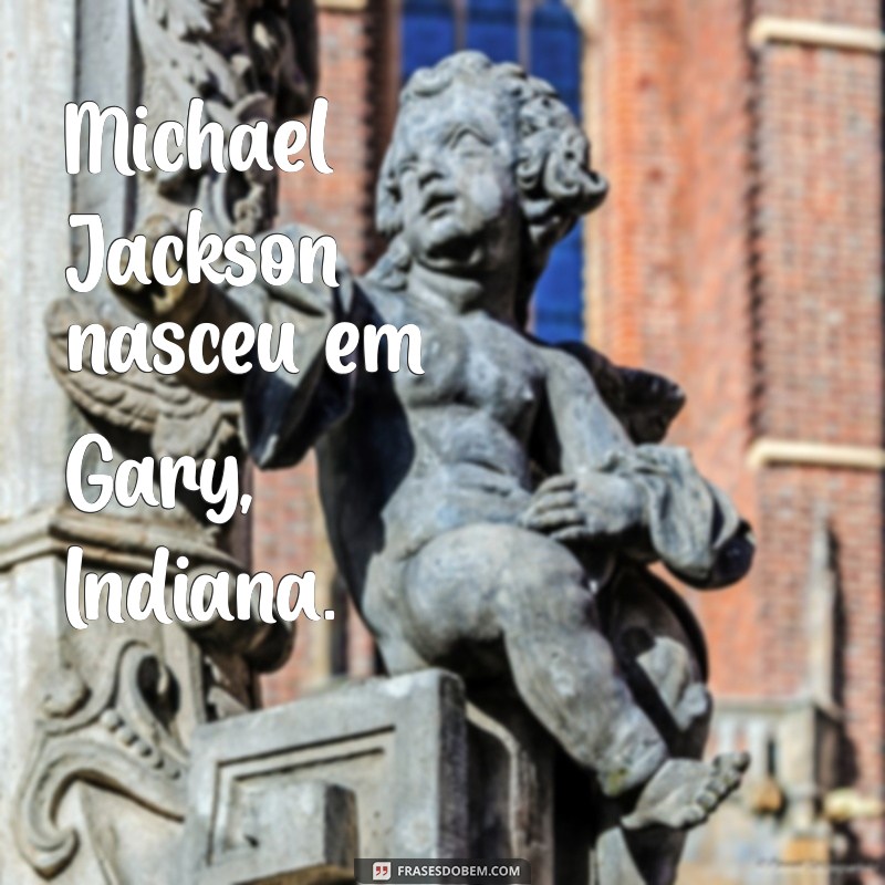 onde nasceu michael jackson Michael Jackson nasceu em Gary, Indiana.