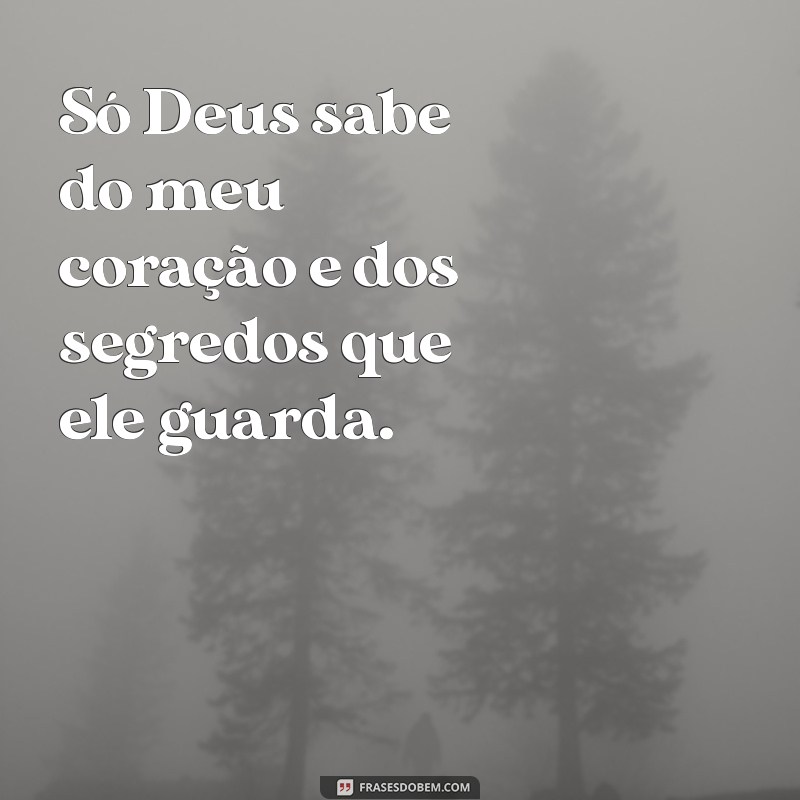 só deus sabe do meu coração Só Deus sabe do meu coração e dos segredos que ele guarda.