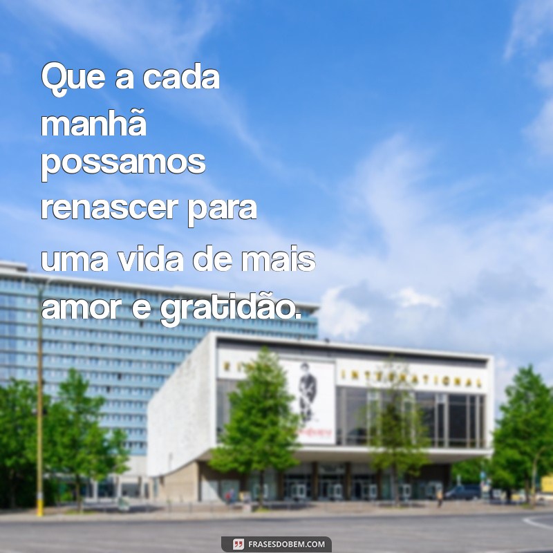 frases bom dia reflexão Que a cada manhã possamos renascer para uma vida de mais amor e gratidão.