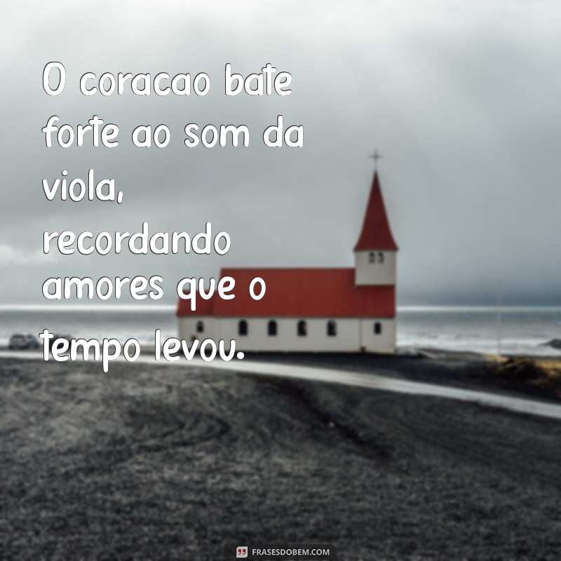 frases música sertaneja O coração bate forte ao som da viola, recordando amores que o tempo levou.