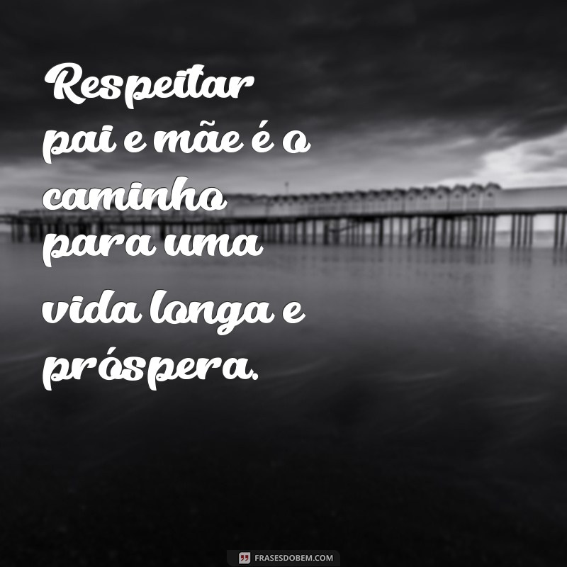 obedecer pai e mãe para que seus dias se prolonguem na terra Respeitar pai e mãe é o caminho para uma vida longa e próspera.