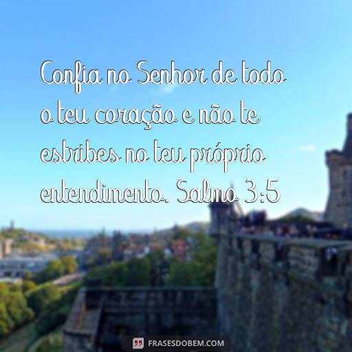 Frases Bíblicas dos Salmos: Inspire-se com as Palavras de Deus Confia no Senhor de todo o teu coração e não te estribes no teu próprio entendimento. Salmo 3:5