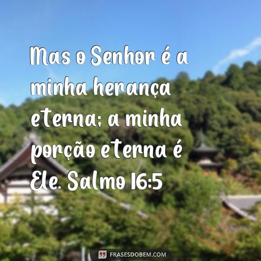 Frases Bíblicas dos Salmos: Inspire-se com as Palavras de Deus Mas o Senhor é a minha herança eterna; a minha porção eterna é Ele. Salmo 16:5