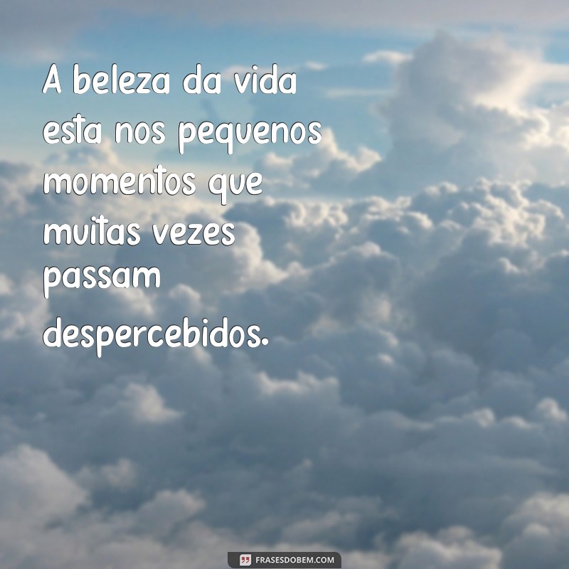 reflexão mensagens bonitas A beleza da vida está nos pequenos momentos que muitas vezes passam despercebidos.