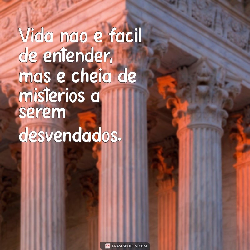 vida nao e facil de entender Vida não é fácil de entender, mas é cheia de mistérios a serem desvendados.