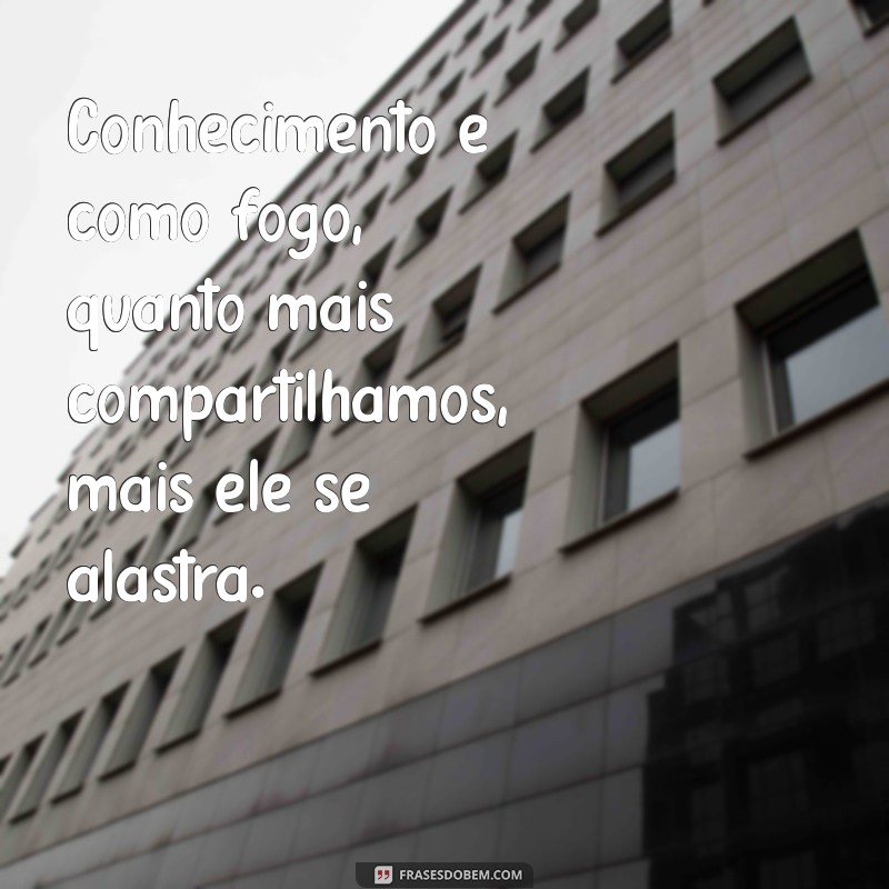 frases conhecimento compartilhado Conhecimento é como fogo, quanto mais compartilhamos, mais ele se alastra.