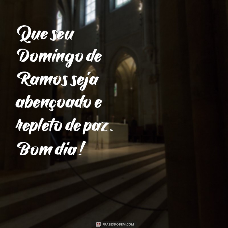 bom dia domingo de ramos abençoado Que seu Domingo de Ramos seja abençoado e repleto de paz. Bom dia!