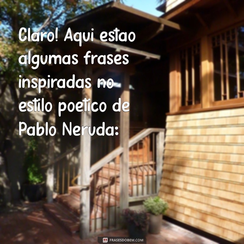 frases pablo neruda Claro! Aqui estão algumas frases inspiradas no estilo poético de Pablo Neruda: