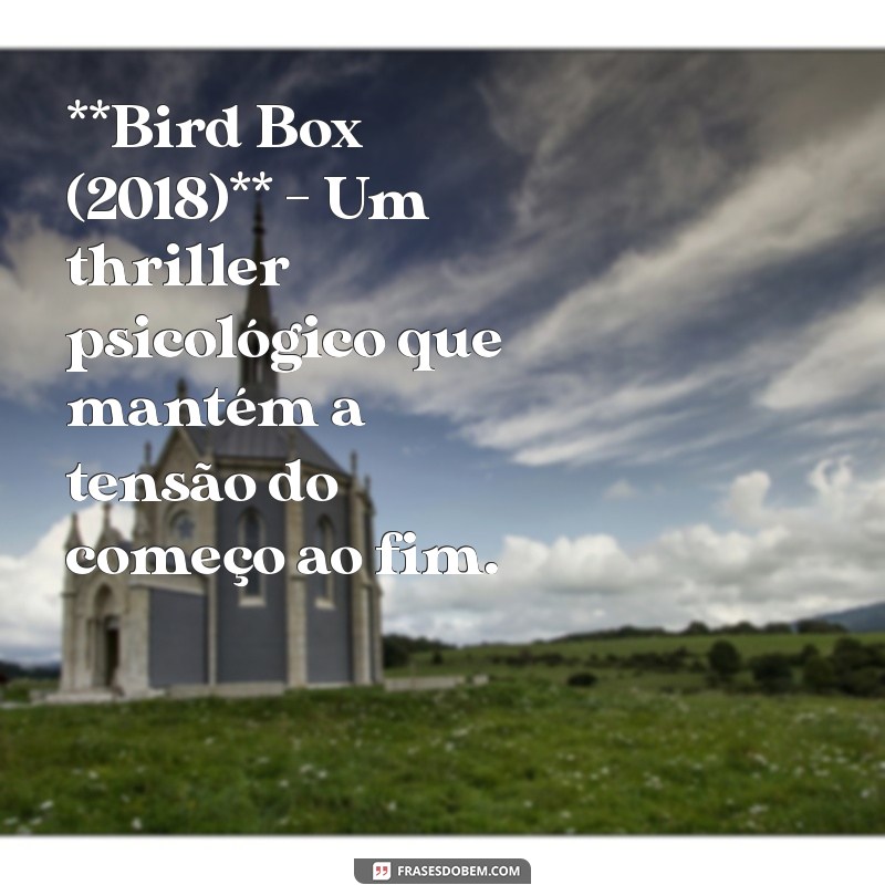 melhores filmes netiflix **Bird Box (2018)** - Um thriller psicológico que mantém a tensão do começo ao fim.