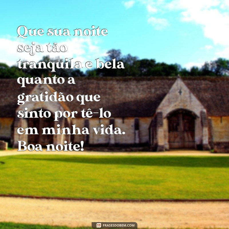 mensagem de agradecimento de boa noite Que sua noite seja tão tranquila e bela quanto a gratidão que sinto por tê-lo em minha vida. Boa noite!