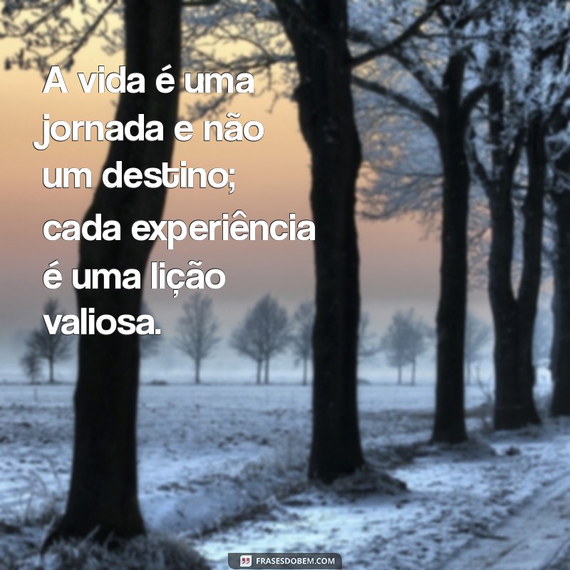 frases de reflexão vida A vida é uma jornada e não um destino; cada experiência é uma lição valiosa.