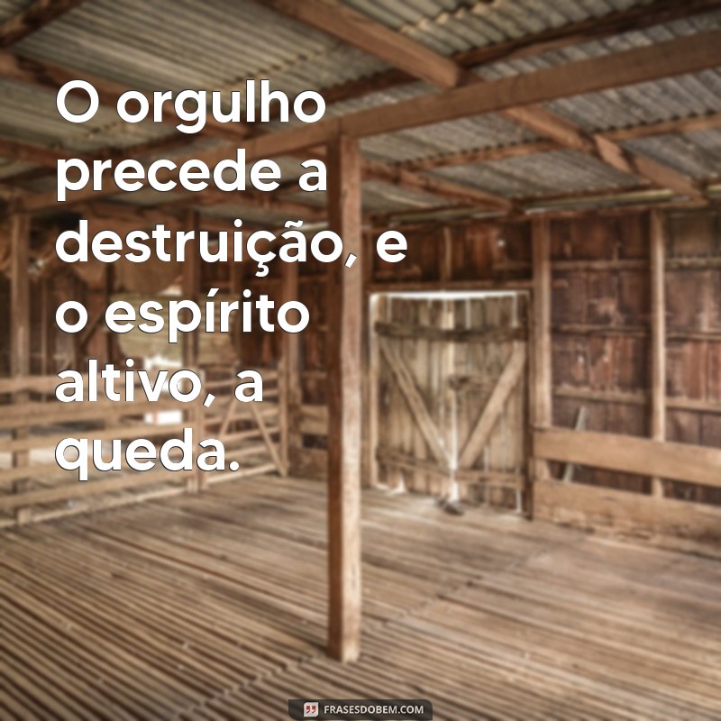 provérbios 16:18-19 O orgulho precede a destruição, e o espírito altivo, a queda.