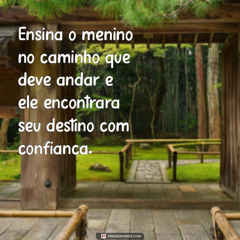 ensina o menino no caminho que deve andar Ensina o menino no caminho que deve andar e ele encontrará seu destino com confiança.