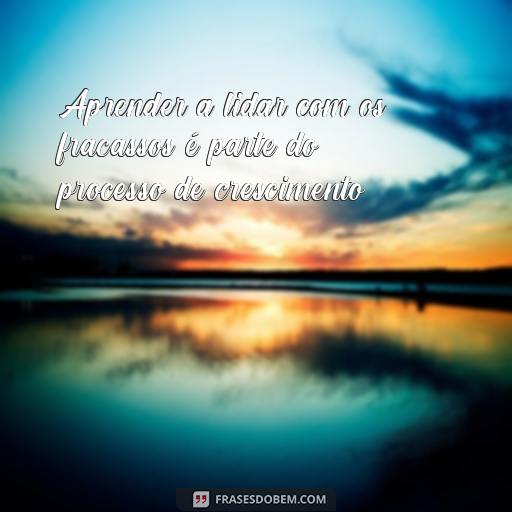 Frases Inspiradoras para Aprender com Experiências Passadas Aprender a lidar com os fracassos é parte do processo de crescimento.