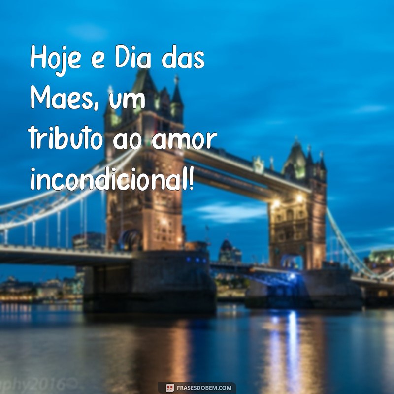 hoje é dia das maes Hoje é Dia das Mães, um tributo ao amor incondicional!