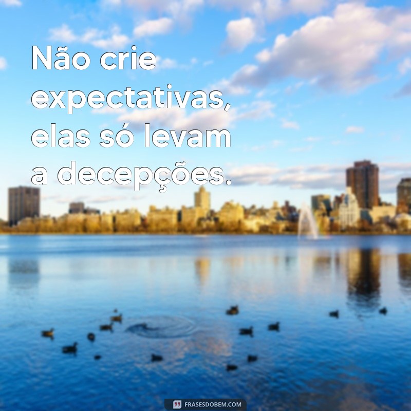 não crie expectativas elas causam decepções Não crie expectativas, elas só levam a decepções.