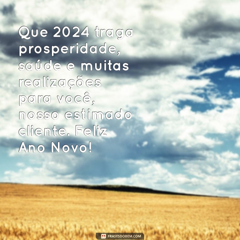 feliz ano novo cliente 2024 Que 2024 traga prosperidade, saúde e muitas realizações para você, nosso estimado cliente. Feliz Ano Novo!