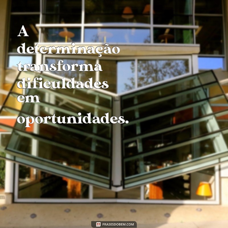 frases sobre determinação e foco A determinação transforma dificuldades em oportunidades.