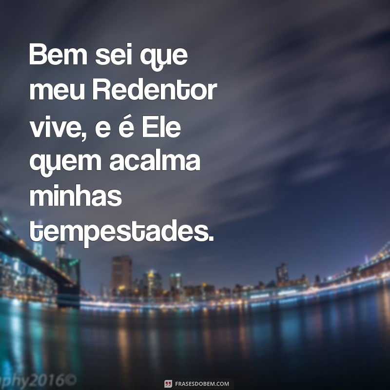 bem sei que meu redentor vive Bem sei que meu Redentor vive, e é Ele quem acalma minhas tempestades.