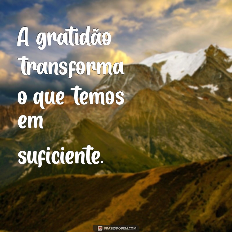 mensagem de gratidão para status A gratidão transforma o que temos em suficiente.