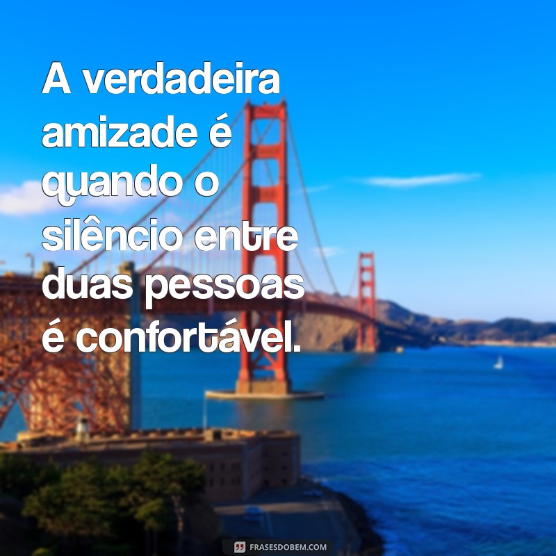 frases companheirismo A verdadeira amizade é quando o silêncio entre duas pessoas é confortável.