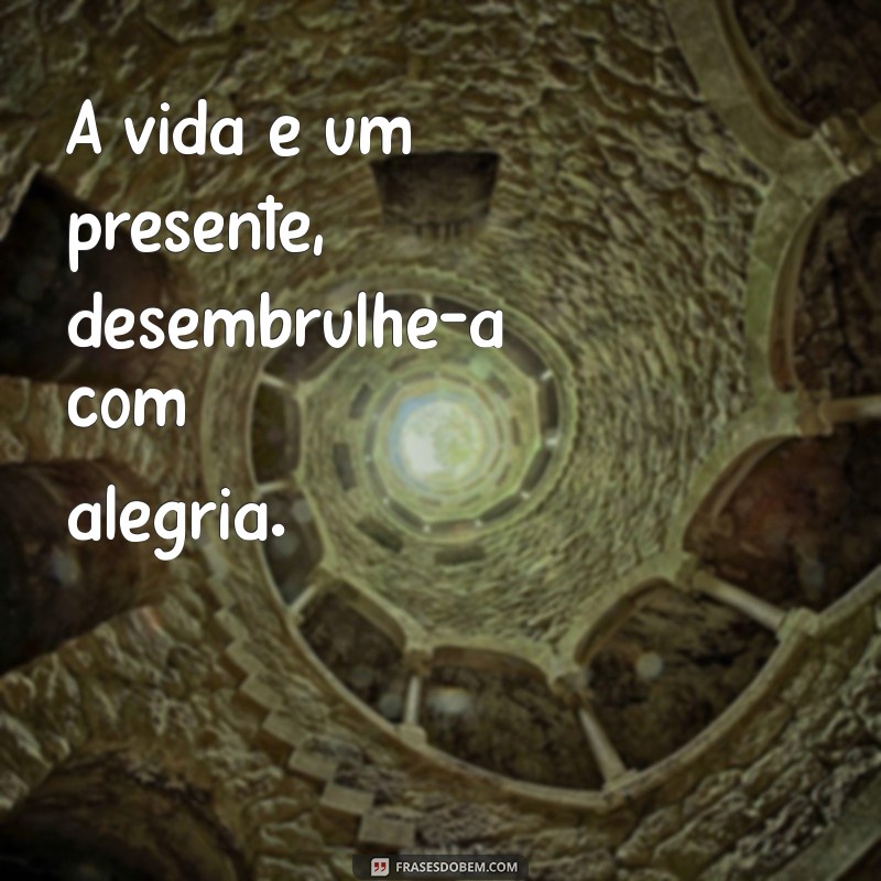 frases leves sobre a vida A vida é um presente, desembrulhe-a com alegria.